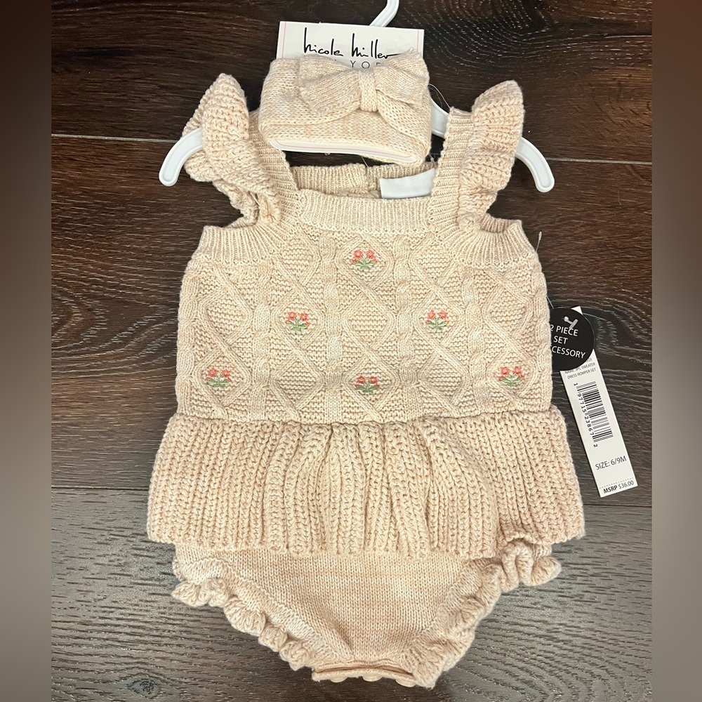 Nicole Miller Kids Cream Knit bubble Set